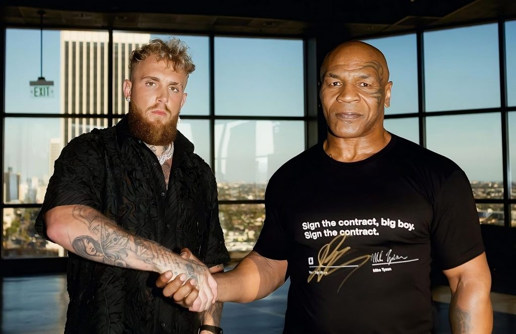 Tyson vs. Paul – Done Deal: Am 20. Juli treffen Mike Tyson (r.) und Jake Paul im AT&T Stadium in Arlington, Texas, in einem Profi-Boxkampf aufeinander. (Foto: Instagram/@jakepaul)